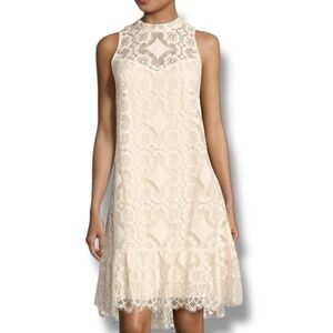 Anthropologie Floreat Manon Ivory Lace Sleeveless A-Line Dress Size 2